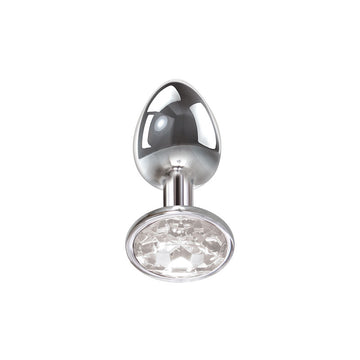 Adam & Eve Clear Gem Anal Plug - Small - Metallic 7.1 cm Small Butt Plug with Clear Gem Base