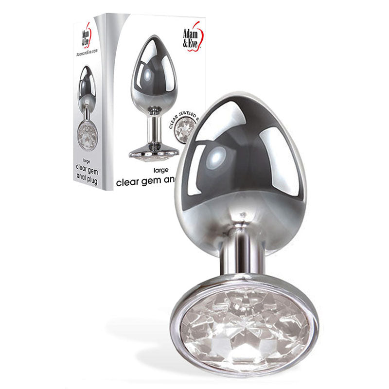 Adam & Eve Clear Gem Anal Plug - Large - Metallic Large Butt Plug