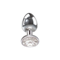 Adam & Eve Clear Gem Anal Plug - Large - Metallic 9.5 cm Large Butt Plug with Clear Gem Base