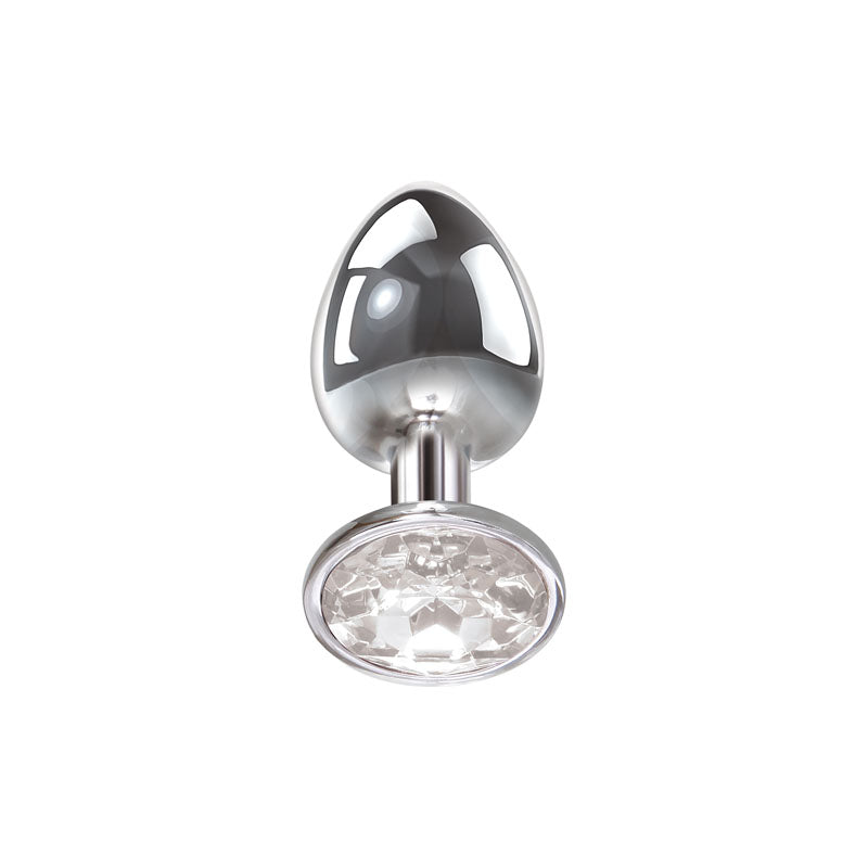 Adam & Eve Clear Gem Anal Plug - Large - Metallic Large Butt Plug
