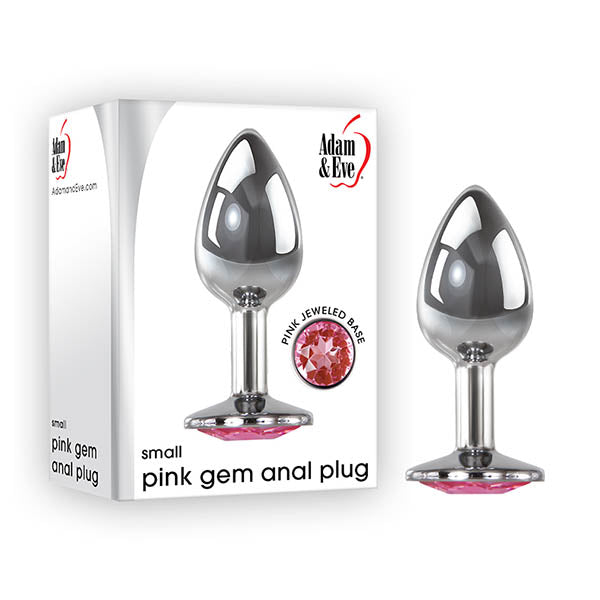 Adam & Eve Pink Gem Anal Plug - Small - Silver Small Metal Butt Plug