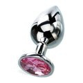 Adam & Eve Pink Gem Anal Plug - Medium - Silver Medium 8.2 cm Metal Butt Plug with Pink Gem