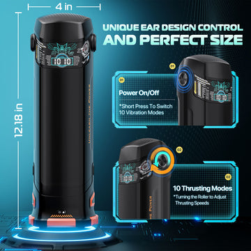 CyberSkin The Titan - Black USB Rechargeable Thrusting & Vibrating Auto Masturbator with Heater