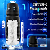 CyberSkin The Warrior - Black USB Rechargeable Sucking & Vibrating Auto Masturbator - Image 5