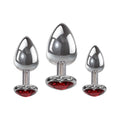 Adam & Eve Three Hearts Gem Anal Plug Set - Metallic Butt Plugs with Gem Bases - Set of 3 Sizes