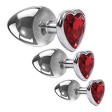 Adam & Eve Three Hearts Gem Anal Plug Set - Metallic Butt Plugs with Gem Bases - Set of 3 Sizes - Image 160