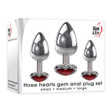 Adam & Eve Three Hearts Gem Anal Plug Set - Metallic Butt Plugs with Gem Bases - Set of 3 Sizes - Image 242