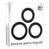 Adam & Eve Silicone Penis Ring Set - Black Cock Rings - Set of 3 Sizes - Image 2