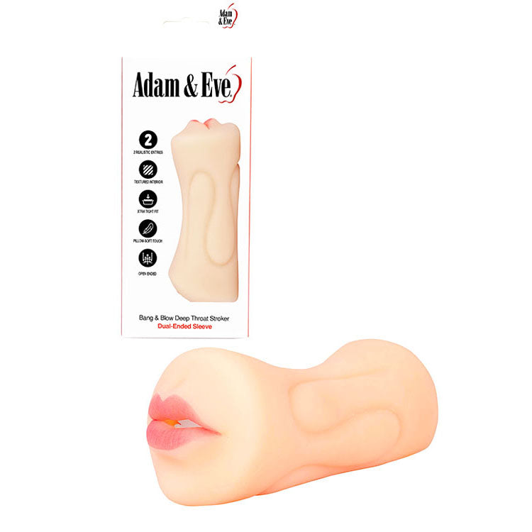 Adam & Eve Bang & Blow Deep Throat Stroker - Flesh Vagina & Mouth Dual