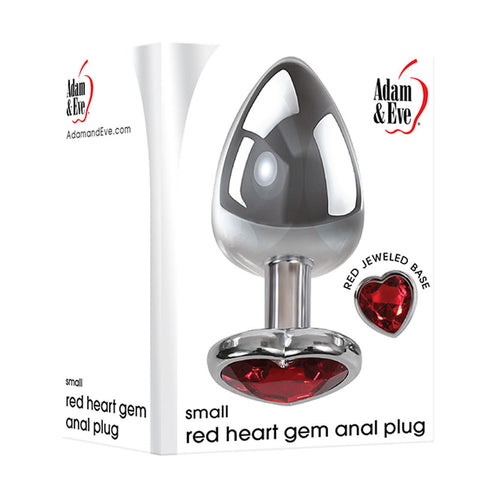 Adam & Eve Red Heart Gen Anal Plug - Small - Metallic 7.1 cm Butt Plug with Heart Gem Base - Image 1