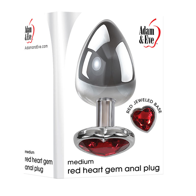 Adam & Eve Red Heart Gen Anal Plug - Medium - Metallic Butt Plug