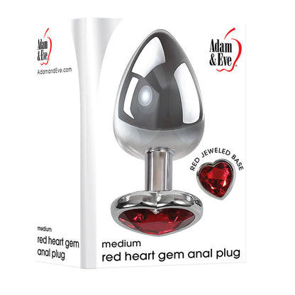 Adam & Eve Red Heart Gen Anal Plug - Medium - Metallic Butt Plug