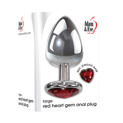 Adam & Eve Red Heart Gen Anal Plug - Large - Metallic 9.5 cm Butt Plug