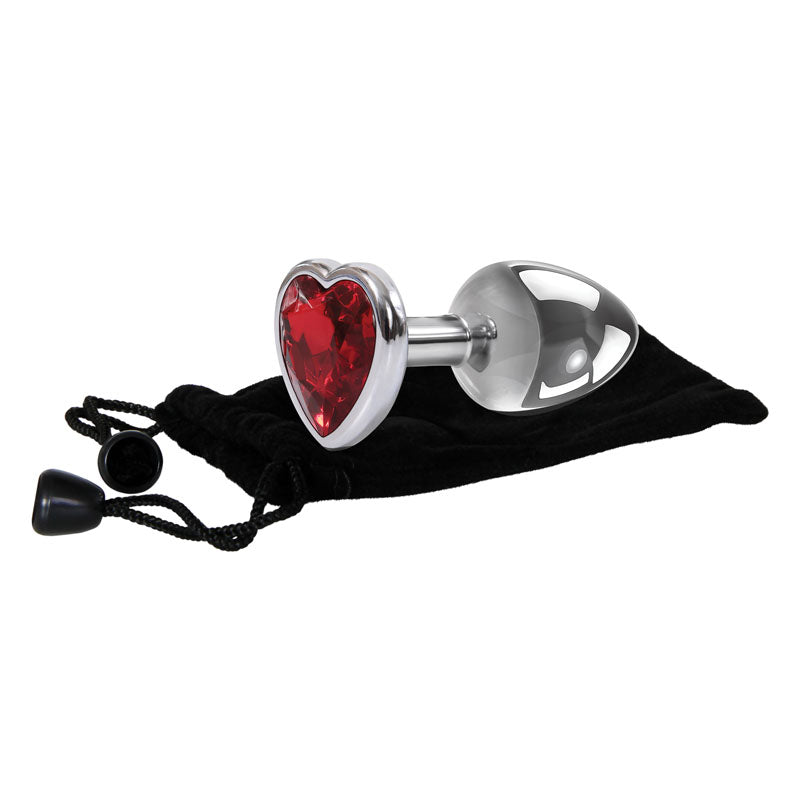 Adam & Eve Red Heart Gen Anal Plug - Large - Metallic 9.5 cm Butt Plug