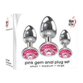 Adam & Eve Pink Gem Anal Plug Set - Metallic Butt Plugs with Gems - Set of 3 Sizes