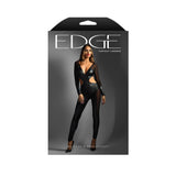 EDGE Wetlook & Mesh Catsuit - M/L - Black - M/L Size - Image 3