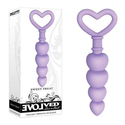 Evolved Sweet Treat - Purple 11.5 cm Beaded Butt Plug with Handle - Image 1