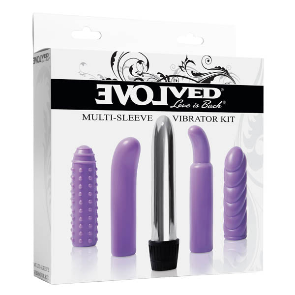 Multi-Sleeve Vibrator Kit - Silver Vibrator with 4 Sleeves - Image 1