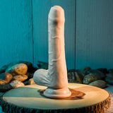Evolved PEEK A BOO VIBRATING DILDO LIGHT - Flesh 20.3 cm USB Rechargeable Vibrating Uncut Dong - Image 3