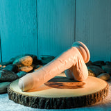 Evolved PEEK A BOO VIBRATING DILDO LIGHT - Flesh 20.3 cm USB Rechargeable Vibrating Uncut Dong - Image 4