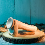 Evolved PEEK A BOO VIBRATING DILDO LIGHT - Flesh 20.3 cm USB Rechargeable Vibrating Uncut Dong - Image 5