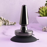 Evolved BEGINNER METAL PLUG - Black Chrome 11.2 cm USB Rechargeable Vibrating Butt Plug - Image 3