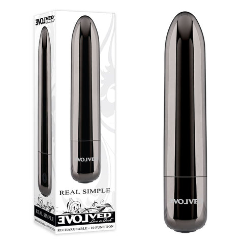 Evolved REAL SIMPLE - Black Chrome 10 cm USB Rechargeable Bullet - Image 1