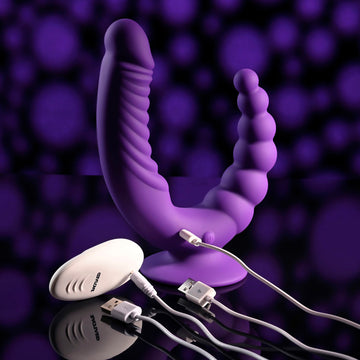 Evolved THE RIDER - Purple USB Rechargeable Double Ended Vibrator with Wireless Remote