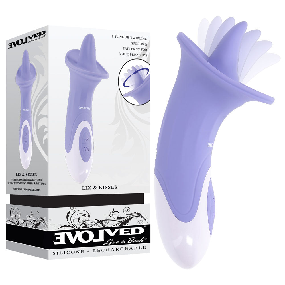 Evolved LIX & KISSES - Purple 18.7 cm Flicking Tongue Stimulator