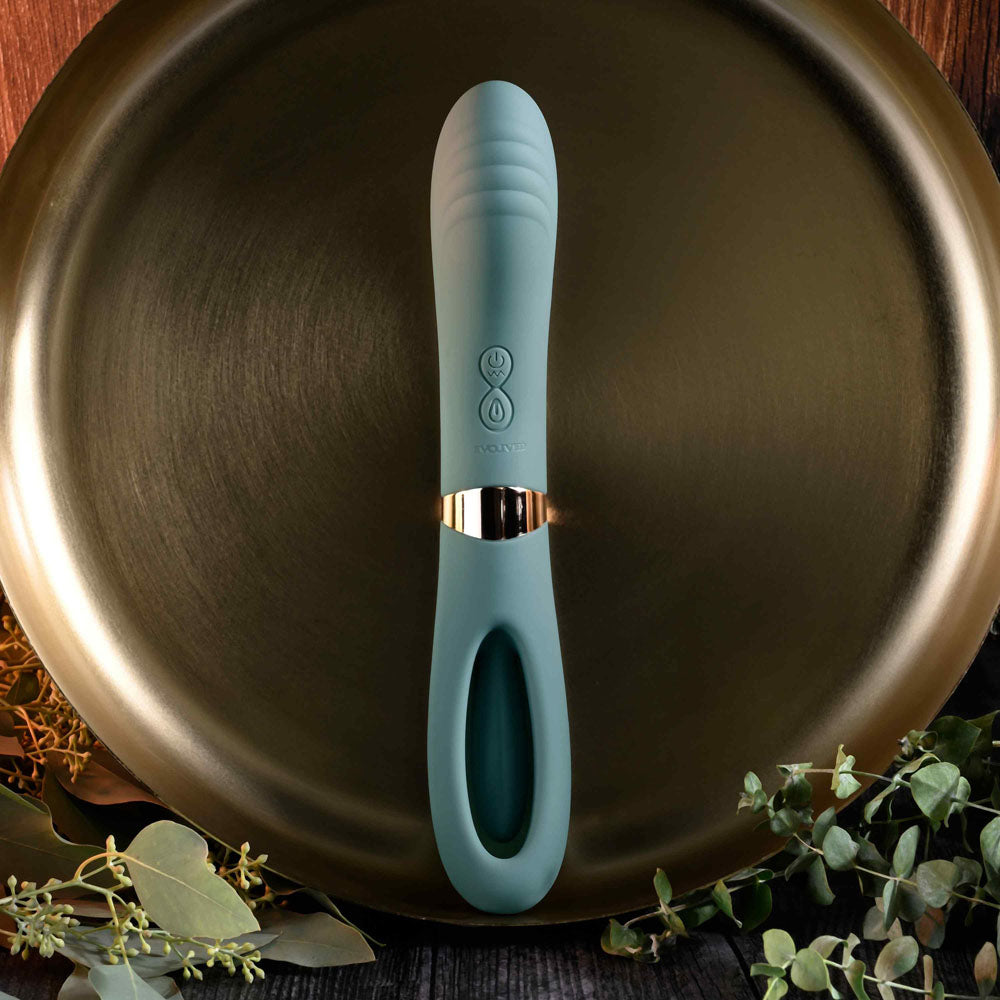 Evolved CHICK FLICK - Olive Green 24 cm Vibrator with Flicking Tip