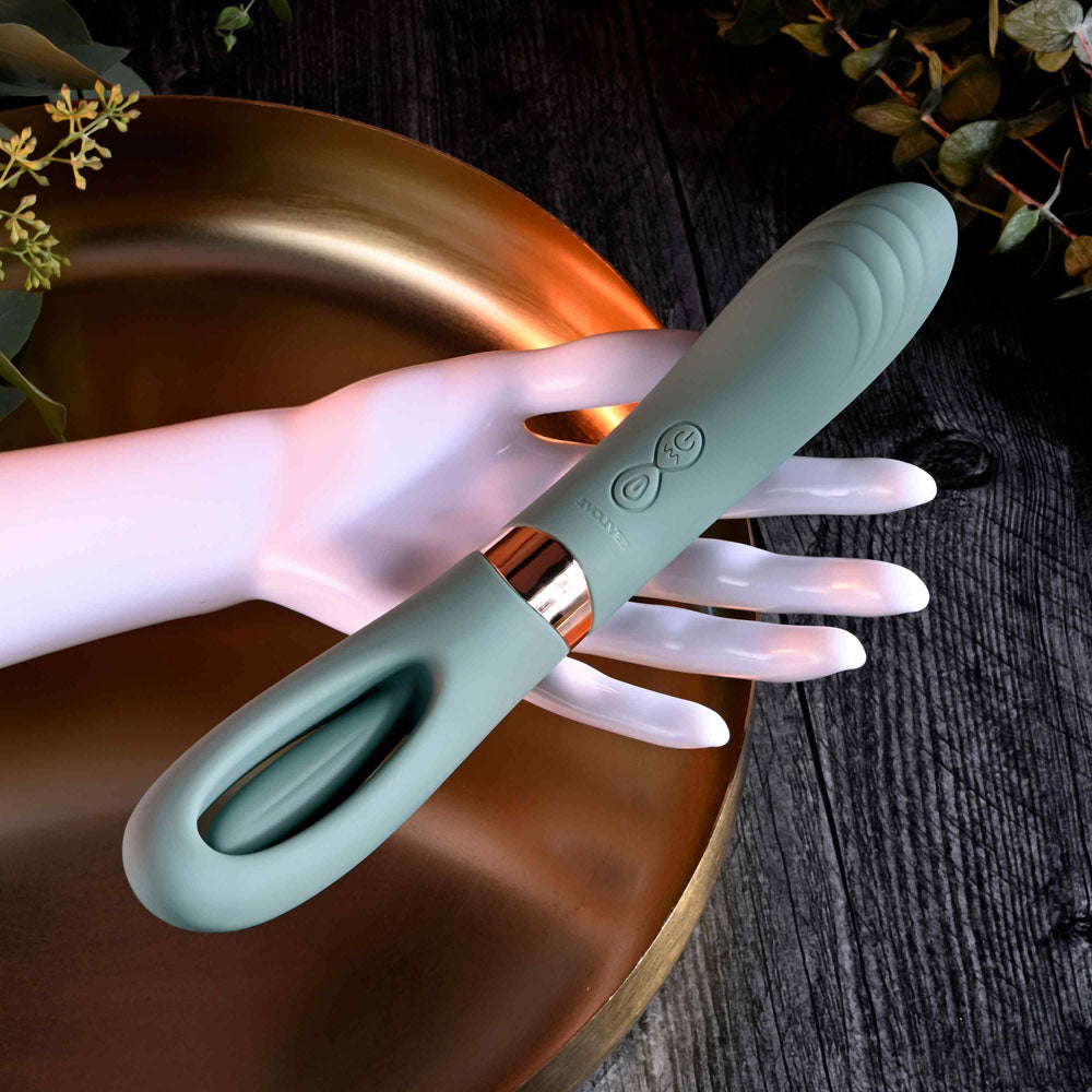 Evolved CHICK FLICK - Olive Green 24 cm Vibrator with Flicking Tip