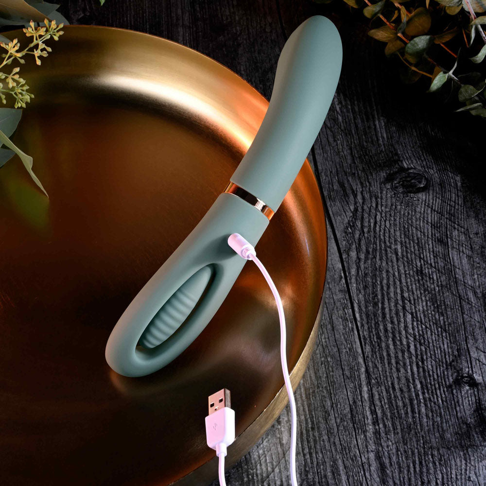 Evolved CHICK FLICK - Olive Green 24 cm Vibrator with Flicking Tip