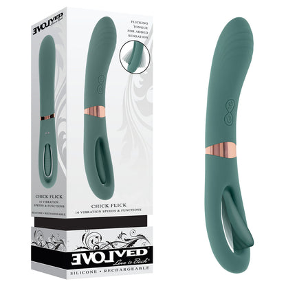 Evolved CHICK FLICK - Olive Green 24 cm Vibrator with Flicking Tip