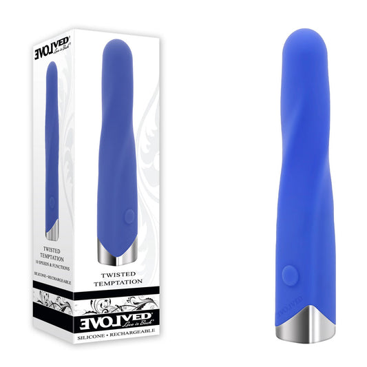 Evolved TWISTED TEMPTATION. Studio photo of the blue bullet on a white background.