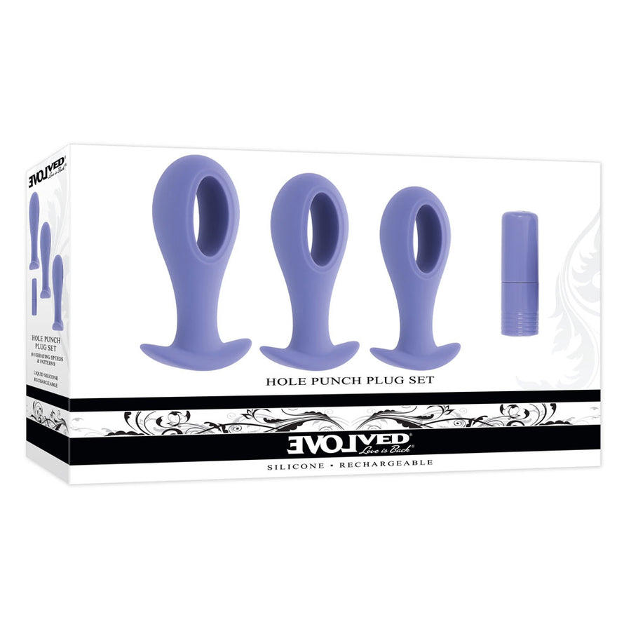 Evolved HOLE PUNCH PLUG SET - Purple Butt Plugs with Interchangeable Bullet - Set of 3 Sizes