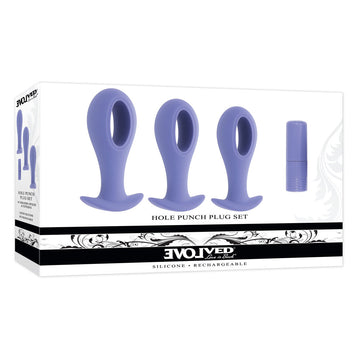Evolved HOLE PUNCH PLUG SET - Purple Butt Plugs with Interchangeable Bullet - Set of 3 Sizes