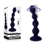 Evolved PLEASURE ORBIT - Navy Blue 17.8 cm USB Rechargeable Twirling & Vibrating Anal Beads with Remote - Image 1