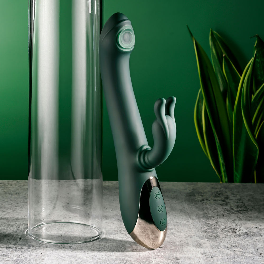 Evolved RABBIT TAP TAP - Green 25 cm Rabbit Vibrator with Tapping Tip