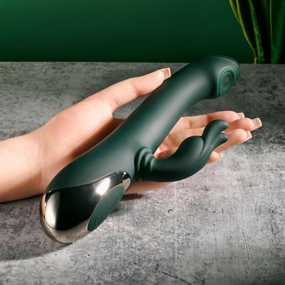 Evolved RABBIT TAP TAP - Green 25 cm Rabbit Vibrator with Tapping Tip