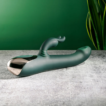 Evolved RABBIT TAP TAP - Green 25 cm Rabbit Vibrator with Tapping Tip
