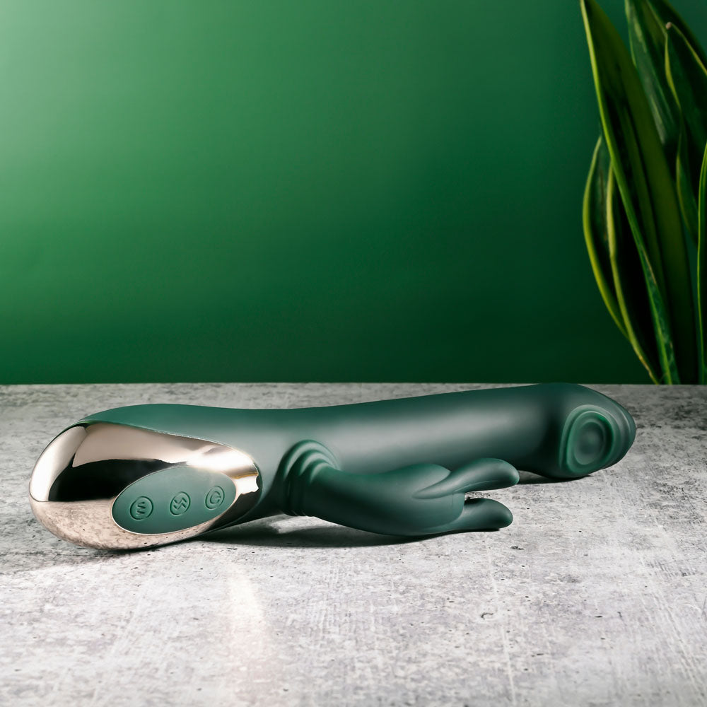 Evolved RABBIT TAP TAP - Green 25 cm Rabbit Vibrator with Tapping Tip