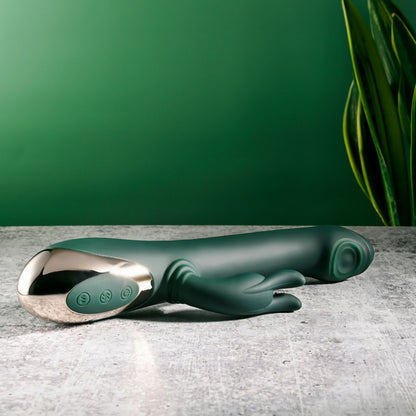Evolved RABBIT TAP TAP - Green 25 cm Rabbit Vibrator with Tapping Tip