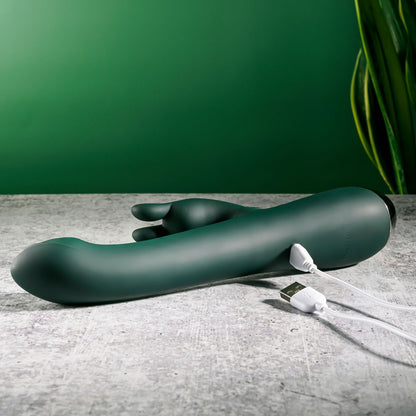 Evolved RABBIT TAP TAP - Green 25 cm Rabbit Vibrator with Tapping Tip