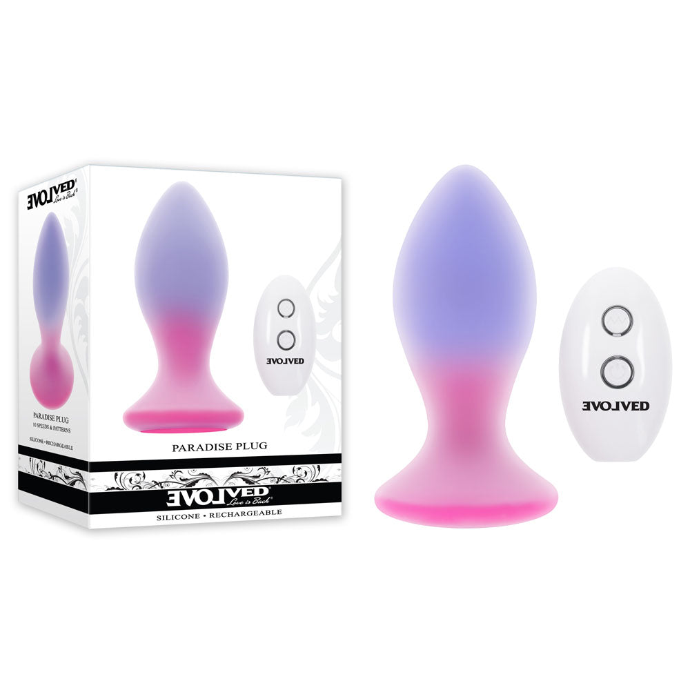 Evolved PARADISE PLUG - Pink/Purple 10.5 cm Vibrating Butt Plug