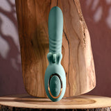 Evolved THRUST INTO ECSTASY - Green 21 cm USB Rechargeable Thrusting & Rotating Vibrator - Image 3