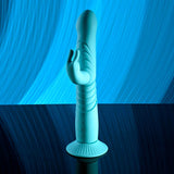 Evolved BUNNY HOP - Teal 25.1 cm USB Rechargeable Thrusting Rabbit Vibrator with Suction Base - Image 2
