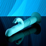 Evolved BUNNY HOP - Teal 25.1 cm USB Rechargeable Thrusting Rabbit Vibrator with Suction Base - Image 4