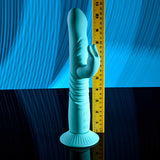 Evolved BUNNY HOP - Teal 25.1 cm USB Rechargeable Thrusting Rabbit Vibrator with Suction Base - Image 7