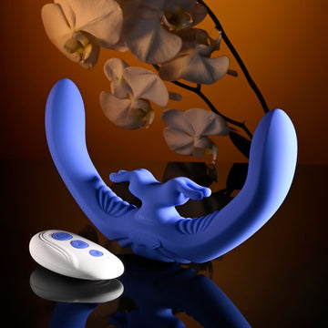 Evolved LOVEBIRDS - Purple 20.8 cm USB Rechargeable Double-Ended Rabbit Vibrator with Remote