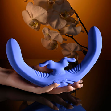 Evolved LOVEBIRDS - Purple 20.8 cm USB Rechargeable Double-Ended Rabbit Vibrator with Remote